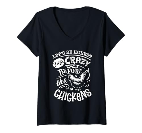 Damen Seien wir ehrlich, verrückt vor Hühnern T-Shirt mit V-Ausschnitt Damen Seien wir ehrlich, verrückt vor Hühnern T-Shirt mit V-Ausschnitt von Farm Life Humor Crazy Chicken Culture