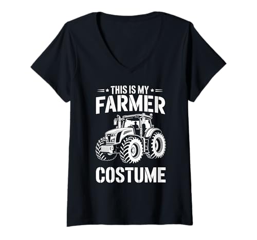 Damen Lustiges Bauernspruch-Kostüm T-Shirt mit V-Ausschnitt Damen Lustiges Bauernspruch-Kostüm T-Shirt mit V-Ausschnitt von Farm Outfit Farmer Humor Farmer Costume