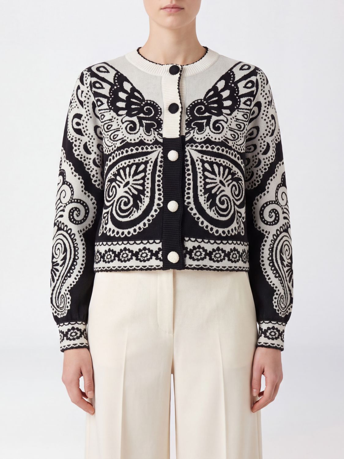 FARM RIO Jacquard-Strickcardigan mit abstraktem Muster und Knopfverschluss von Farm Rio
