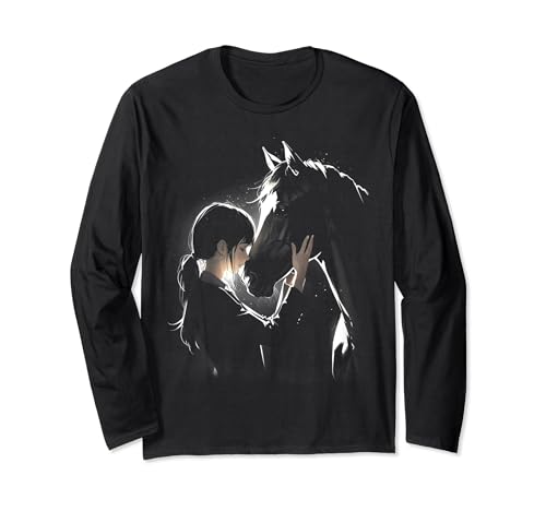 Pferd und Mädchen Pferdesport Teenager Anime Pferde Reiten Langarmshirt von Farm n' Fancy