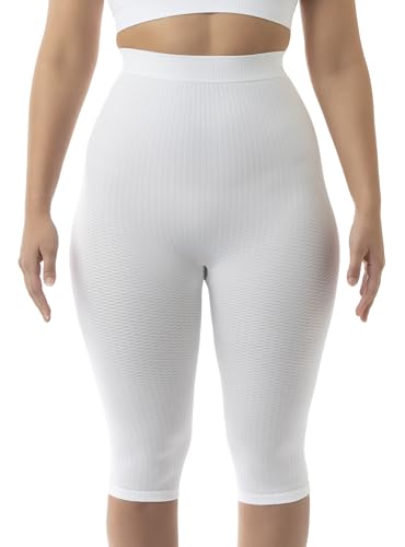 FarmaCell 123 (Weiss, 4XL/5XL) Massierende reduzierende Miederhose Hohe Taille unter dem Knie von FarmaCell
