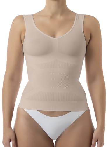 FarmaCell 342 (Beige, XL/2XL) Massierendes figurformendes Unterhemd aus Mikrofasern mit Pushup von FarmaCell