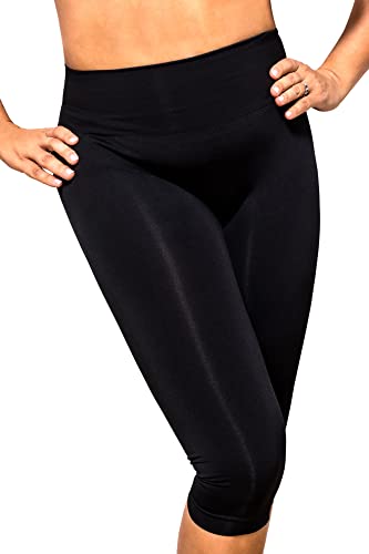 FarmaCell Sport Leggings Damen 604y – 3/4 Schlankmachende Sporthose Für Damen. Blickdichte Leggings Damen Figurformend Und Modellierend. Yogahose Damen Anti-Cellulite(Schwarz, 3XL) von FarmaCell