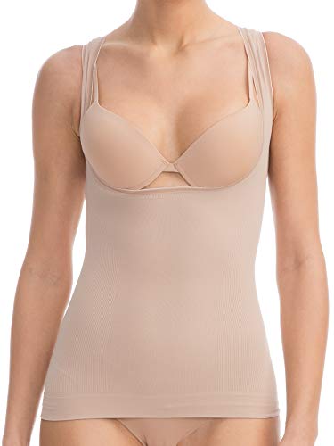 FarmaCell Bodyshaper 606B (Beige, S/M) Unterhemd ohne Körbchen, stützend, formend, Brust Push-up, leichtes und erfrischendes NILIT Breeze Gewebe von FarmaCell
