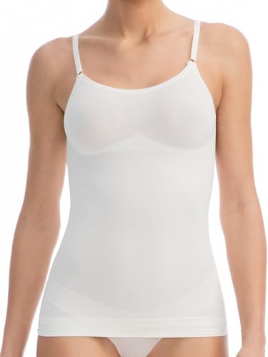 FarmaCell Bodyshaper 607B (Elfenbein, 2XL/3XL) Unterhemd mit verstellbaren Schulterriemen stützend formend Brust Push-up - leichtes und erfrischendes NILIT Breeze Gewebe von FarmaCell