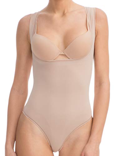 FarmaCell Bodyshaper 608B (Beige, L/XL) Body ohne Körbchen stützend formend Brust Push-up - leichtes und erfrischendes NILIT Breeze Gewebe von FarmaCell