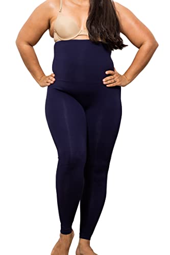 FarmaCell Sportleggins Damen Lang 609y – Gym Leggings Damen Schlankmachend, Figurformend, High Waist Leggings Damen Anti-Cellulite Und Modellierend, Kompressionsleggins Shaping(Blau, 3XL) von FarmaCell