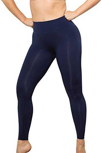 FarmaCell Sportleggins Damen Lang 609YM – Gym Leggings Damen schlankmachend und figurformend, Shape Leggings Anti-Cellulite, Kompressionsleggins modellierend, Yogahose Damen Shaper(Blau, XXL) von FarmaCell