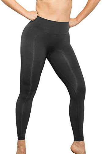 FarmaCell Sportleggins Damen Lang 609YM – Gym Leggings Damen schlankmachend und figurformend, Shape Leggings Anti-Cellulite, Kompressionsleggins modellierend, Yogahose Damen Shaper(Grau, 3XL) von FarmaCell