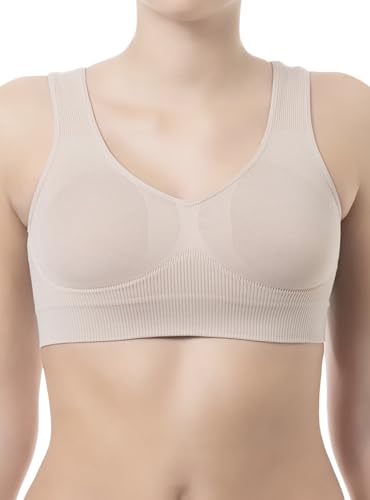 FarmaCell Bodyshaper 618 (Beige, L) Dehnbarer die Brust stützender Push-Up-BH mit Breiten Schulterriemen von FarmaCell