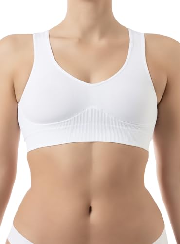 FarmaCell Bodyshaper 618 (Weiss, S) Dehnbarer die Brust stützender Push-Up-BH mit Breiten Schulterriemen von FarmaCell