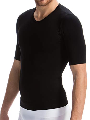 FarmaCell Man 419H (Schwarz, L) Herren-Kurzarm-T-Shirt figurformend und stützend mit lwärmendem schützendem Heat Garn von FarmaCell
