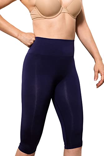 FarmaCell Sport Leggings Damen 604y – 3/4 Schlankmachende Sporthose Für Damen. Blickdichte Leggings Damen Figurformend Und Modellierend. Yogahose Damen Anti-Cellulite(Blau, 3XL) von FarmaCell