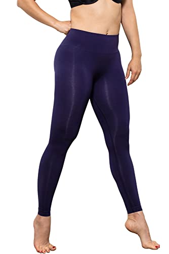 FarmaCell Sportleggins Damen Lang 609YM – Gym Leggings Damen schlankmachend und figurformend, Shape Leggings Anti-Cellulite, Kompressionsleggins modellierend, Yogahose Damen Shaper(Indigo, 4XL) von FarmaCell