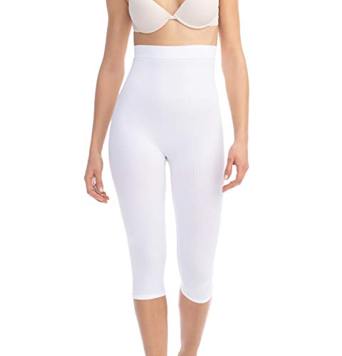 FarmaCell 123 (Weiss, M/L) Massierende reduzierende Miederhose Hohe Taille unter dem Knie von FarmaCell