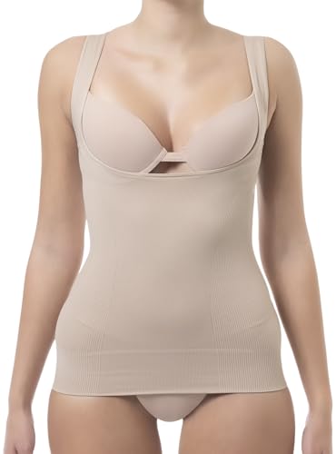 FarmaCell Shape 606 (Beige, XXL) Offenes figurformendes Unterhemd ohne Körbchen mit hohem Pushup Effekt von FarmaCell