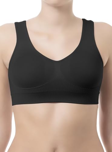 FarmaCell Bodyshaper 618 (Schwarz, L) Dehnbarer die Brust stützender Push-Up-BH mit Breiten Schulterriemen von FarmaCell
