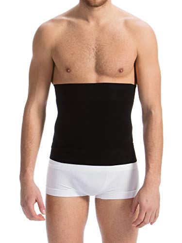 FarmaCell Man 405BS (Schwarz, L) Bauchbandage/Stützband für Herren figurformend mit Stützstäben im Rückenbereich die EIN Aufrollen verhindern von FarmaCell