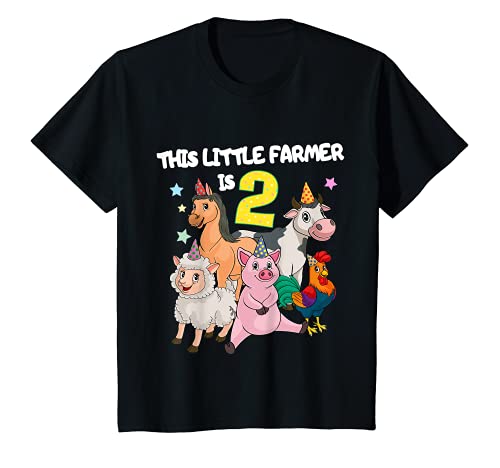 Kinder Bauernhof 2 Jahre alt Geburtstag Outfit Junge Traktor 2. Geburtstag T-Shirt von Farmer Animal Bday Gifts For Two Years Old Boys