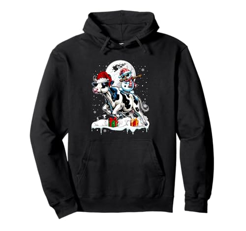 Dabbing Schneemann reiten Santa Kuh Weihnachten Bauer Kinder Pullover Hoodie von Farmer Christmas Costume
