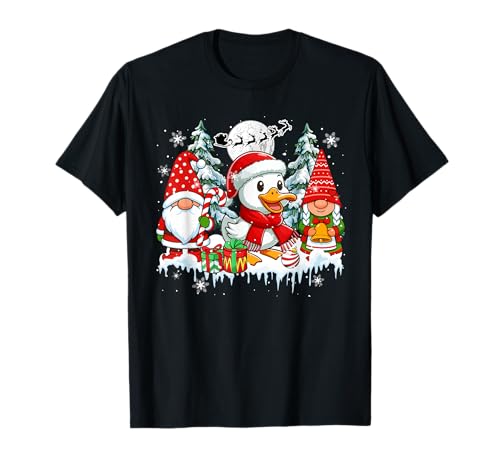 Paar Zwerge Weihnachtsmann Ente Weihnachtsbäume Bauer Familie Kinder T-Shirt von Farmer Christmas Costume