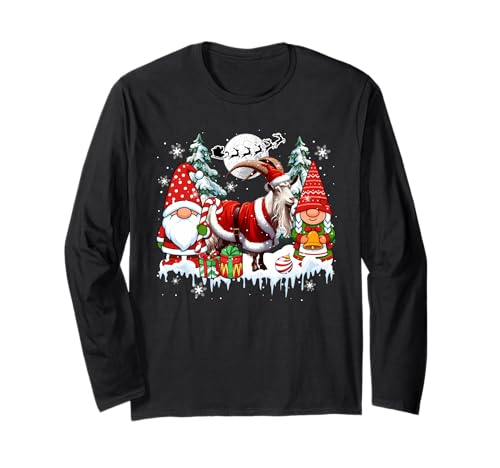 Paar Zwerge Weihnachtsmann Ziege Weihnachtsbäume Bauer Familie Kinder Langarmshirt von Farmer Christmas Costume