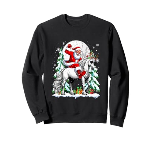 Weihnachtsmann Reitpferd Rentier Weihnachtsbäume Schneeliebhaber Kinder Sweatshirt von Farmer Christmas Costume