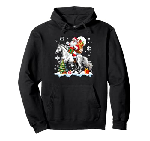 Weihnachtsmann Reitpferd Weihnachtsbaum Bunte Lichter Liebhaber Kinder Pullover Hoodie von Farmer Christmas Costume