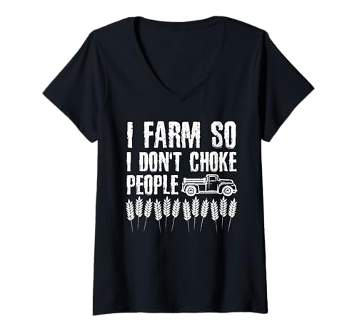 Damen Ich bewirtschaften, damit ich Nichts falsch Mache T-Shirt mit V-Ausschnitt von Farmer Farmer Farmer Geschenkidee