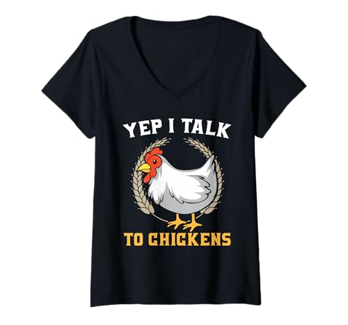 Damen Ja, ich spreche mit Meinen Hühnern T-Shirt mit V-Ausschnitt von Farmer Farmer Farmer Geschenkidee
