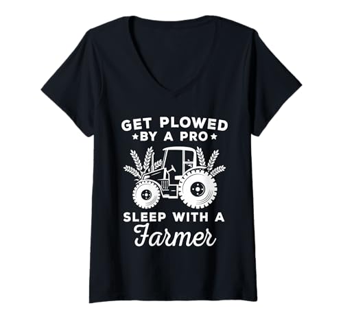 Damen Plowed by Professional Farmer Lustiger Spruch T-Shirt mit V-Ausschnitt Damen Plowed by Professional Farmer Lustiger Spruch T-Shirt mit V-Ausschnitt von Farmer Farmer Gift Idea