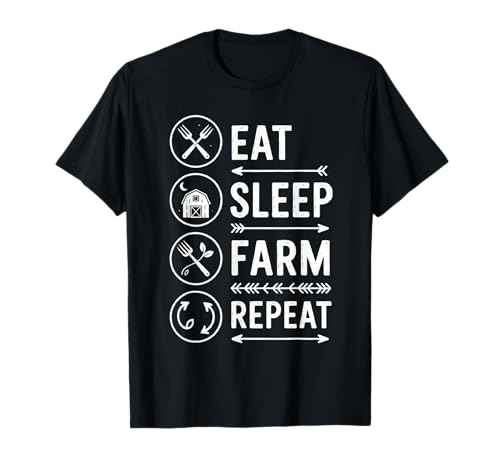 Eat Sleep Farm Repeat Funny Farmer Gardening Herren Damen T-Shirt von Farmer Gardening men women
