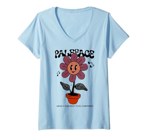 Damen Top Paleface: Schweizer Blumentour T-Shirt mit V-Ausschnitt Damen Top Paleface: Schweizer Blumentour T-Shirt mit V-Ausschnitt von Farmer Happy With Earth