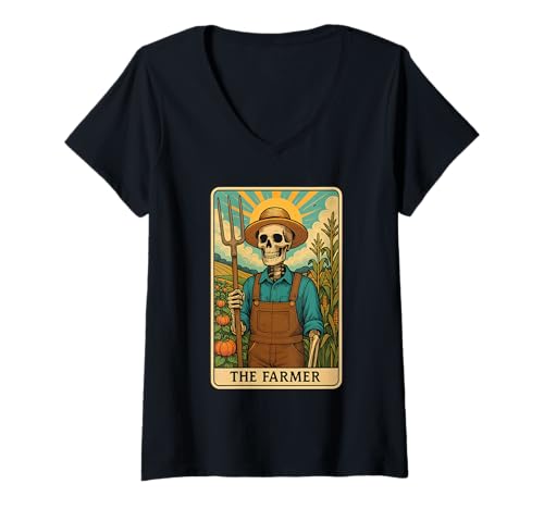 Damen Bauern-Tarot T-Shirt mit V-Ausschnitt Damen Bauern-Tarot T-Shirt mit V-Ausschnitt von Farmer Job