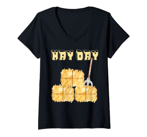 Damen Cooles und lustiges Hay Day Design – Hayday Heuen Heugabel T-Shirt mit V-Ausschnitt Damen Cooles und lustiges Hay Day Design – Hayday Heuen Heugabel T-Shirt mit V-Ausschnitt von Farmer Women Men on a Farm Barn Shed Bale Harvest
