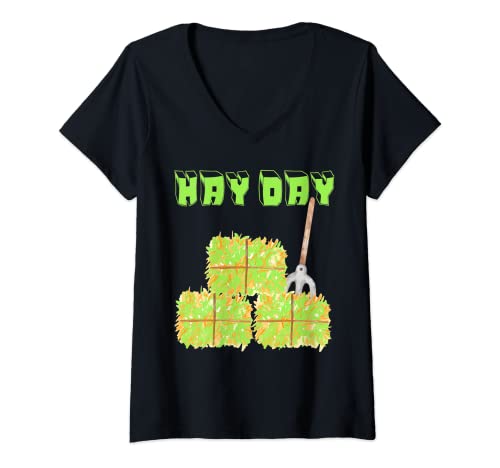 Damen Cooles und lustiges Hayday Design – Heuernte Hay Day Heuen T-Shirt mit V-Ausschnitt Damen Cooles und lustiges Hayday Design – Heuernte Hay Day Heuen T-Shirt mit V-Ausschnitt von Farmer Women Men on a Farm Barn Shed Bale Harvest