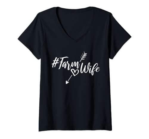 Damen #Farm Wife, süßes Bauernfrau-Geschenk, Landfrauen T-Shirt mit V-Ausschnitt Damen #Farm Wife, süßes Bauernfrau-Geschenk, Landfrauen T-Shirt mit V-Ausschnitt von Farmer's Wife Apparel and Product Co