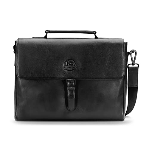 FARMHOOD Memphis Damen/Herren Leder Aktentasche | Messenger Bag mit abnehm- und längenverstellbarem Umhängeriemen | Reißverschlussfach auf der Rückseite | 39 cm große Business-Tasche von Farmhood