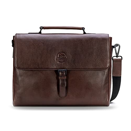 FARMHOOD Memphis Damen/Herren Leder Aktentasche | Messenger Bag mit abnehm- und längenverstellbarem Umhängeriemen | Reißverschlussfach auf der Rückseite | 39 cm große Business-Tasche von Farmhood