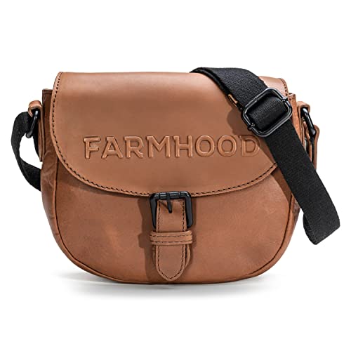 FARMHOOD Nashville Damen Leder Umhängetasche mit vielen Fächern | breiter & längenverstellbarer Gurt | Crossbody Bag 21 cm von Farmhood