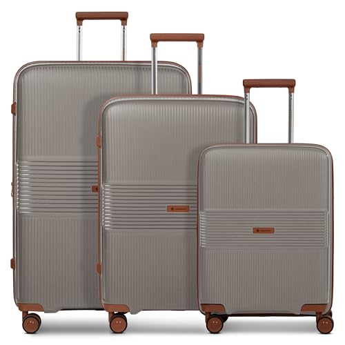 Farmhood Eco Edition nachhaltiges Hartschalen Koffer-Set 3-teilig | Trolleys mit Dehnfalte erweiterbar um 6 cm| Robustes und leichtes Material, 4 Doppelrollen & TSA-Schloss | Damen & Herren von Farmhood