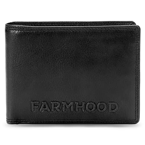 FARMHOOD Memphis Herren Leder Geldbörse | 12.5 cm großes Portemonnaie mit 4 Kartenfächern| Geldbeutel mit Münzfach und RFID-Schutz von Farmhood