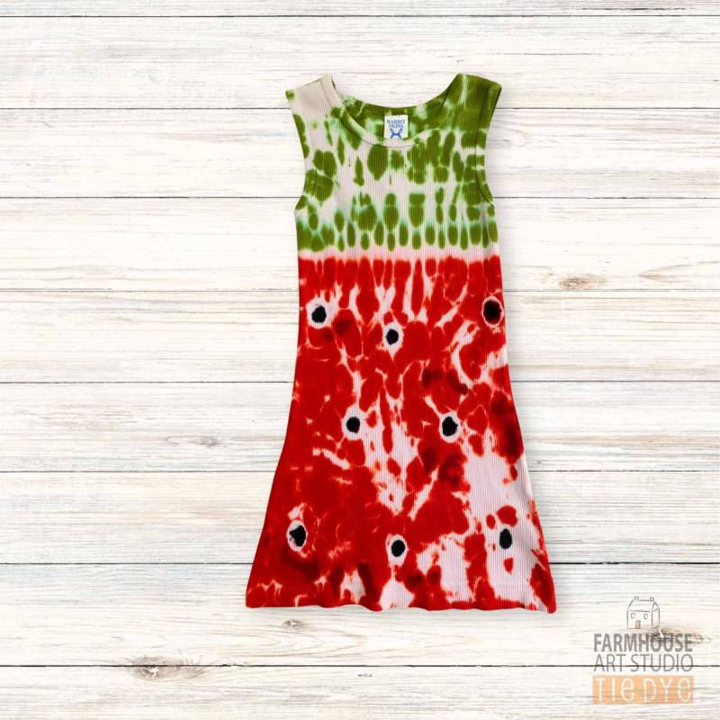 4T Kleinkind Wassermelonen Batik Tank Kleid - Handgemacht & Bezaubernd von FarmhouseArtStudio