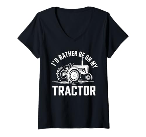 Damen Lustiger Farm Rancher Ich wäre Lieber auf Meinem Traktor Humor Farmer T-Shirt mit V-Ausschnitt Damen Lustiger Farm Rancher Ich wäre Lieber auf Meinem Traktor Humor Farmer T-Shirt mit V-Ausschnitt von Farming Tractor & Agriculture Father's Day Graphic