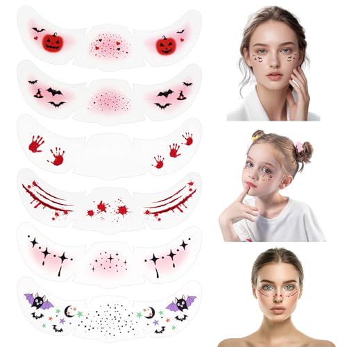 Farmty Gruselige Kostüm Accessoires Temporäre Partyartikel, Halloween Gesichtsaufkleber, Halloween Make-up Aufkleber, Temporäre Gesichtstätowierungen Farmty Gruselige Kostüm Accessoires Temporäre Partyartikel, Halloween Gesichtsaufkleber, Halloween Make-up Aufkleber, Temporäre Gesichtstätowierungen von Farmty