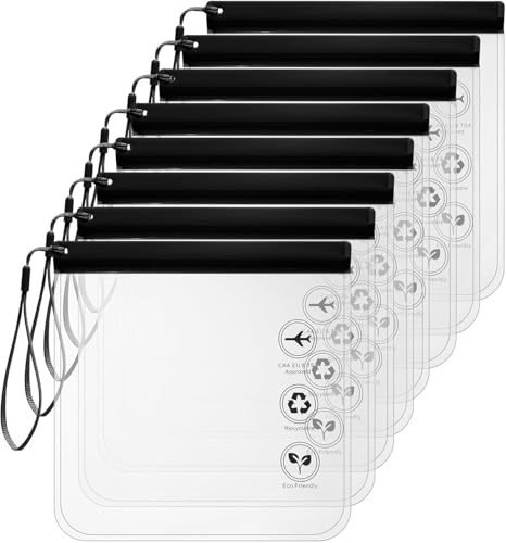 8 Stück Kulturbeutel Transparent, 1 Liter Flüssigkeitsbeutel mit Tragegriff (20x20 cm), TSA-zugelassene, wasserdichte Kosmetiktasche für Damen und Herren, Reisezubehör für Handgepäck von Farnirvana