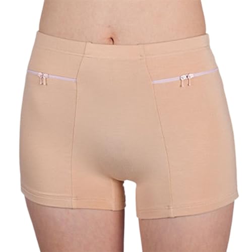 Damenunterwäsche mit Geheimtasche Höschen 2er Pack Anti-Taschendiebstahl-Reiseboxer Geheimtasche Shorts (Color : Beige, Size : M) von FaroLy