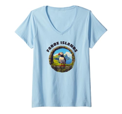 Damen Färöer -Inseln Souvenir/Faroe Islands T-Shirt mit V-Ausschnitt Damen Färöer -Inseln Souvenir/Faroe Islands T-Shirt mit V-Ausschnitt von Faroe Islands Souvenir Store