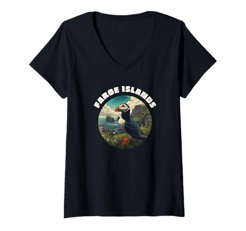 Damen Färöer -Inseln Souvenir/Faroe Islands T-Shirt mit V-Ausschnitt Damen Färöer -Inseln Souvenir/Faroe Islands T-Shirt mit V-Ausschnitt von Faroe Islands Souvenir Store