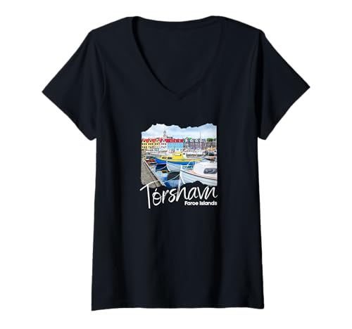 Damen Färöer -Inseln Tórshavn Souvenir/Torshavn T-Shirt mit V-Ausschnitt Damen Färöer -Inseln Tórshavn Souvenir/Torshavn T-Shirt mit V-Ausschnitt von Faroe Islands Souvenir Store